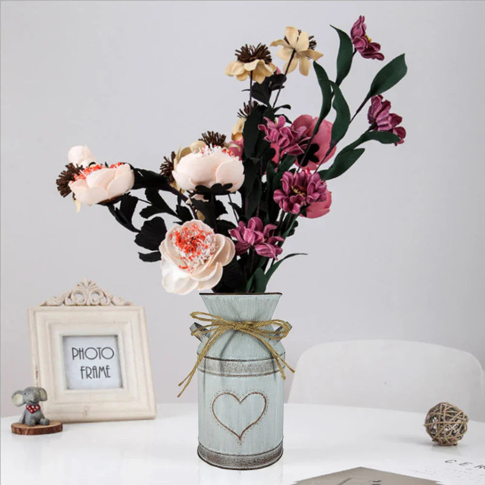 Retro Floral Metal Vase Holder - Wedding Garden Style - Vase