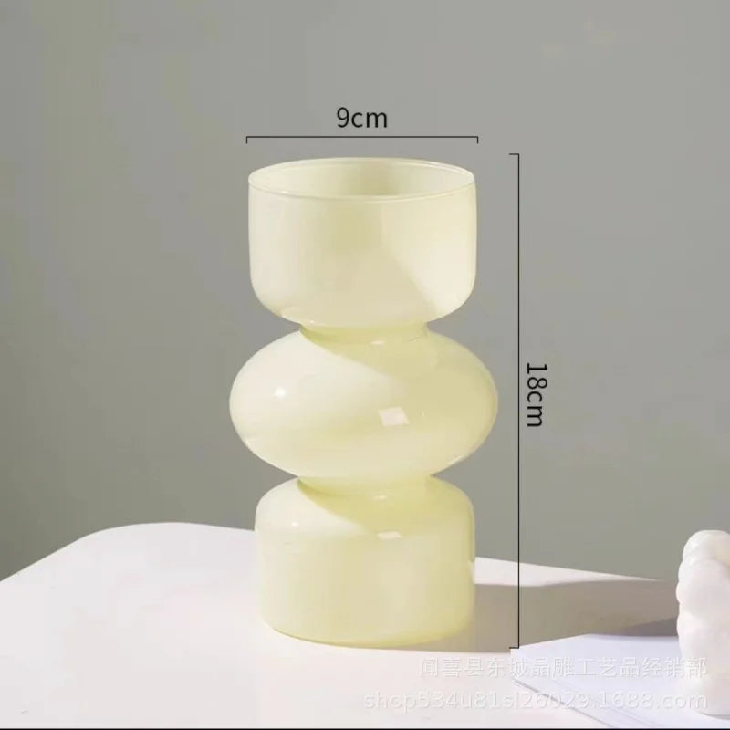 Retro Glass Vase for DIY Flower Arrangements - Ivory - Vase