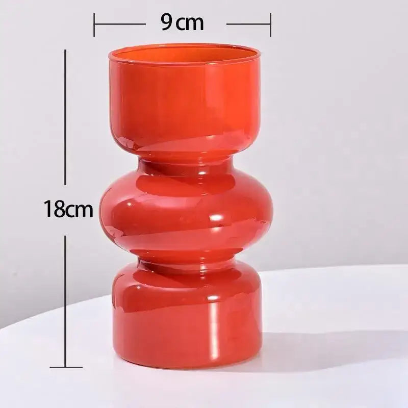 Vibrant orange glossy ceramic retro glass vase with stacked rounded segments for diy flower arrangements by decorbites