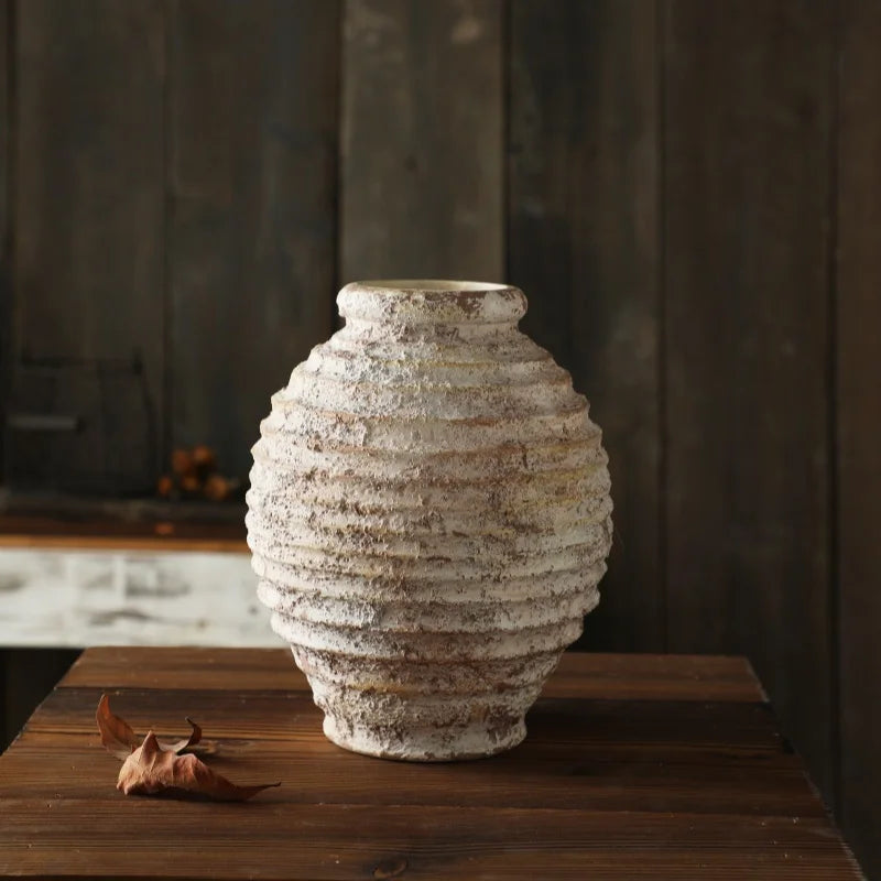 Retro Handmade Clay Vase 21.5CM Home Decor - Vase