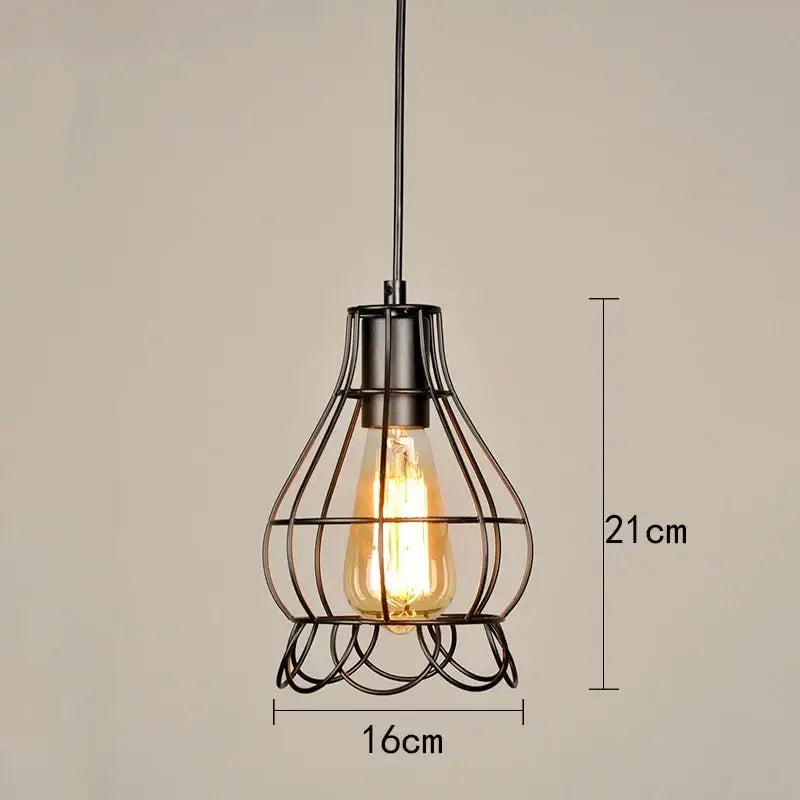 Black wrought iron pendant light with vintage edison bulb from decorbites™ retro iron art collection