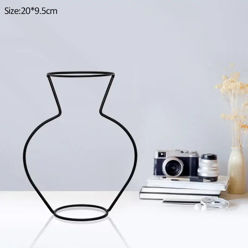 Black wireframe retro iron flower vase pot ornament by decorbites with sleek minimalist design for home and garden use