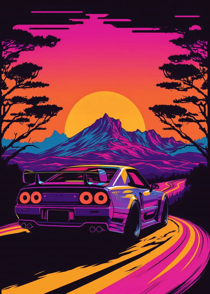 Retro Japanese GTR Luxury Car Canvas Wall Art - 8 / 40x60cm - Posters