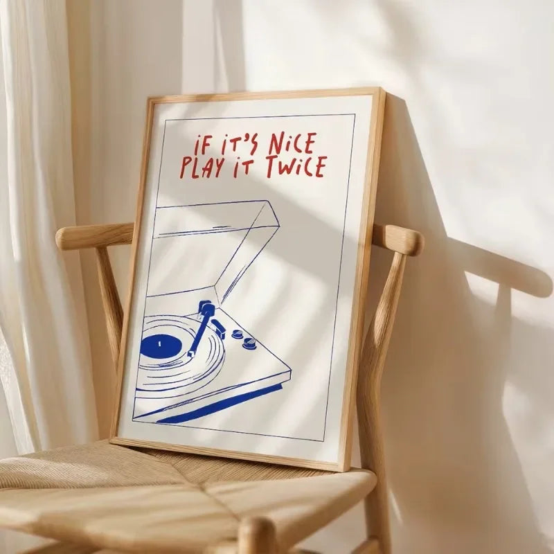 Retro Record Player Canvas Wall Art - Posters