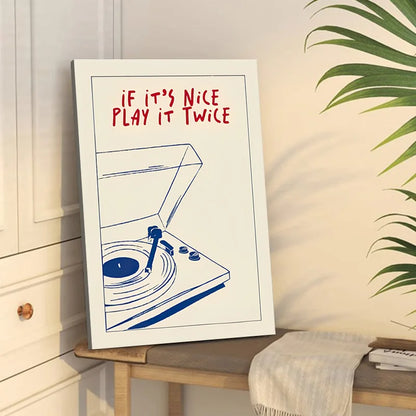Retro Record Player Canvas Wall Art - Posters