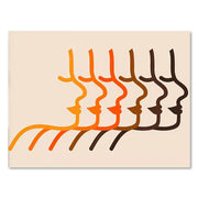 DecorBites retro stripes art canvas with orange to dark brown stylized faces on cream background for living room decor
