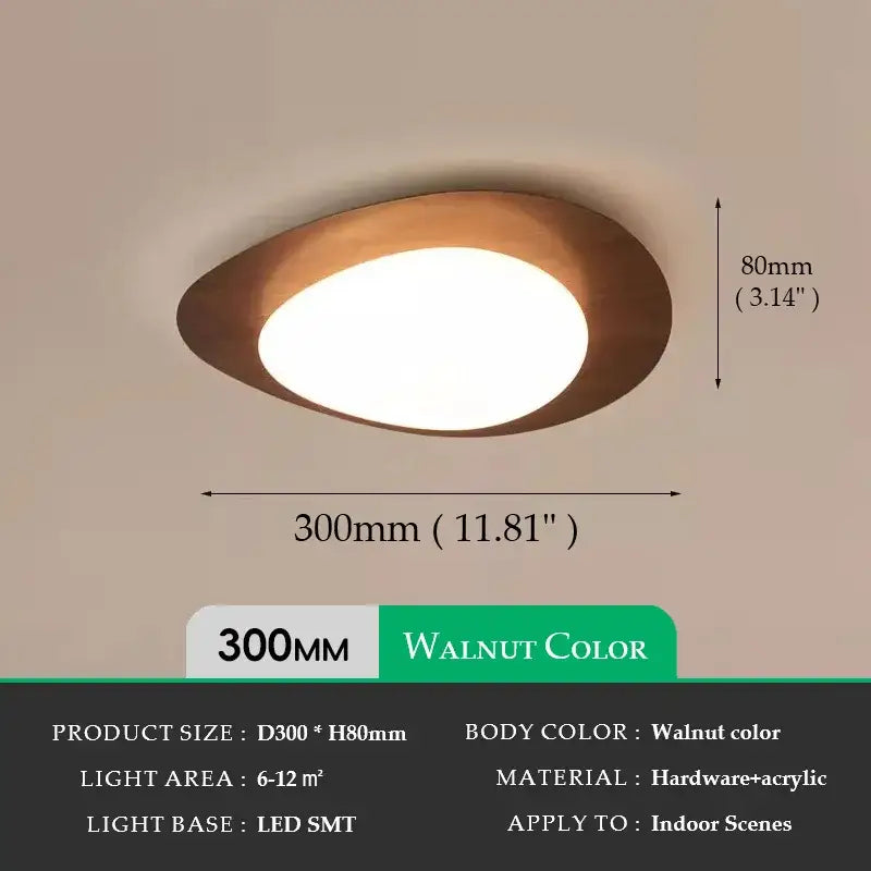 Decorbites™ retro-style walnut acrylic ceiling light with led smt bulb for modern living room lighting