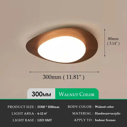 Decorbites™ retro-style walnut acrylic ceiling light with led smt bulb for modern living room lighting