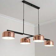 DecorBites rose gold metal pendant light fixture with copper finish and black frame for minimalist dining room lighting