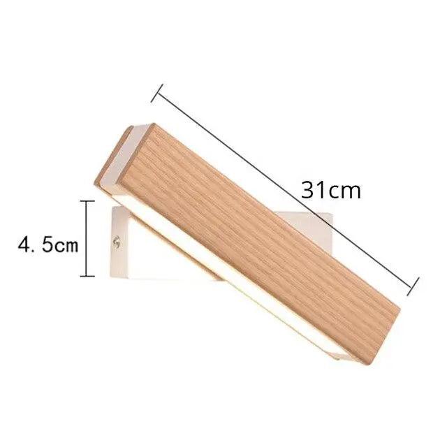 Rotated LED Modern Wall Sconces - 31CM Wood Color
