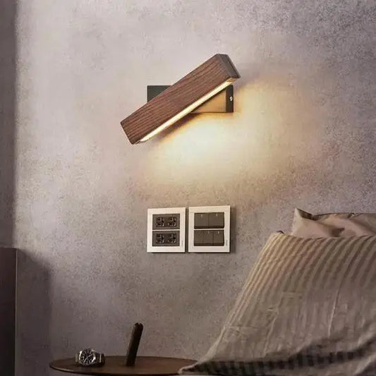 DecorBites™ rotated led modern wall sconces wooden design with angled shape and warm led lighting for modern wall decor