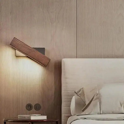 Decorbites™ rotated led modern wooden wall sconces with sleek angled design and warm ambient lighting