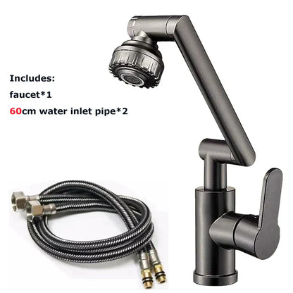 Black matte-finish DecorBites rotating dual-mode faucet with flexible showerhead and braided hose for kitchen and bathroom