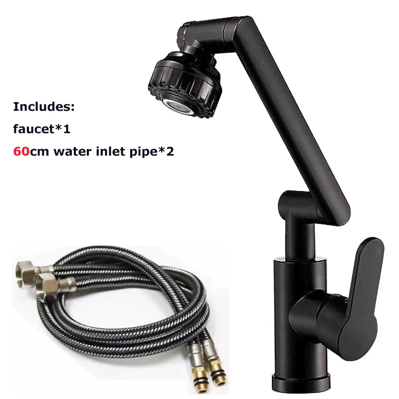 Black matte-finish DecorBites™ rotating dual-mode faucet with sleek modern design and flexible arm for kitchen and bathroom use