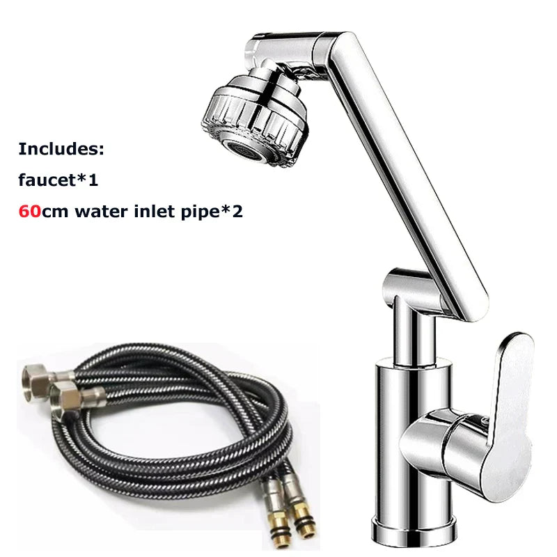 Chrome-finished decorbites rotating dual-mode faucet with extendable spray head and sleek modern design for kitchen and bathroom