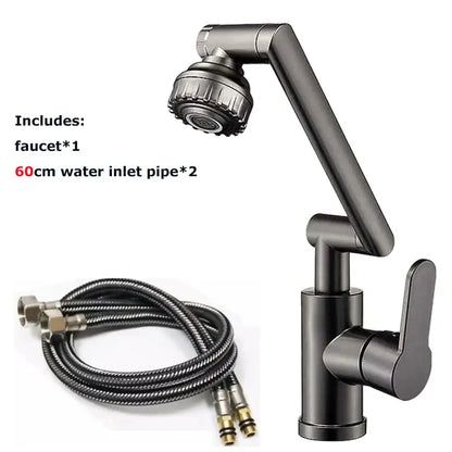 Black matte-finish DecorBites rotating dual-mode faucet with flexible showerhead and braided hose for kitchen and bathroom