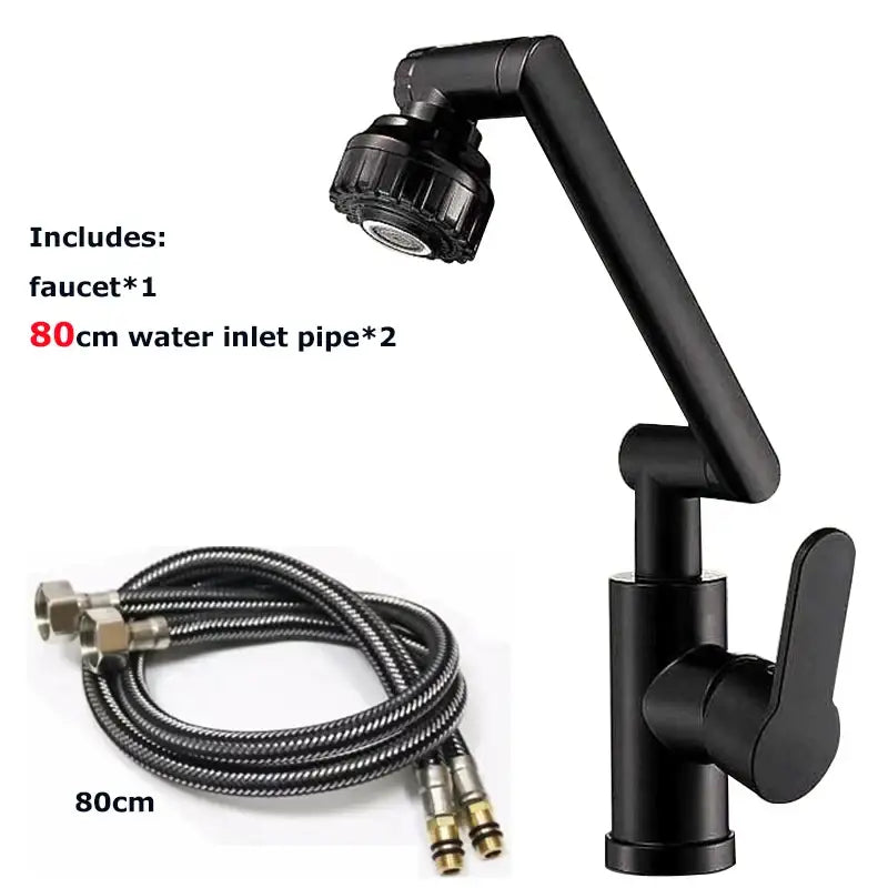 Black matte finish rotating dual-mode faucet by decorbites with adjustable textured showerhead for kitchen and bathroom use
