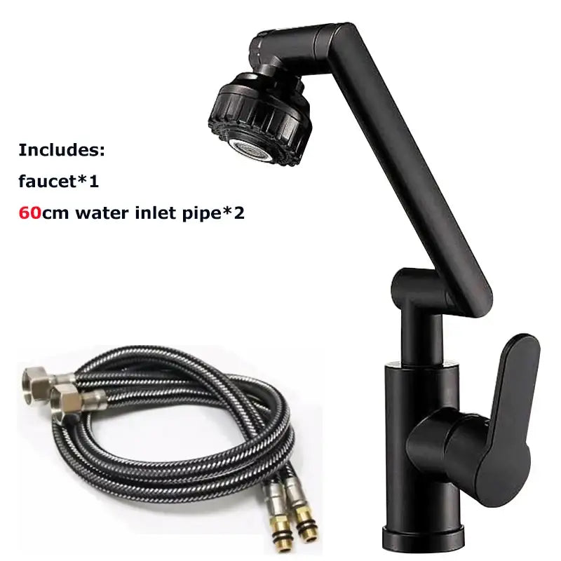 Black matte-finish DecorBites™ rotating dual-mode faucet with sleek modern design and flexible arm for kitchen and bathroom use