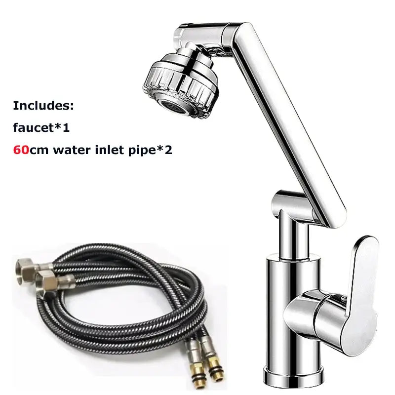 Chrome-finished decorbites rotating dual-mode faucet with extendable spray head and sleek modern design for kitchen and bathroom