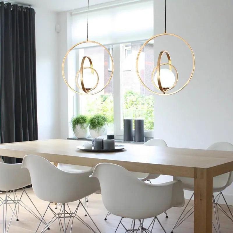 Rotating Gold Ring Pendant Light