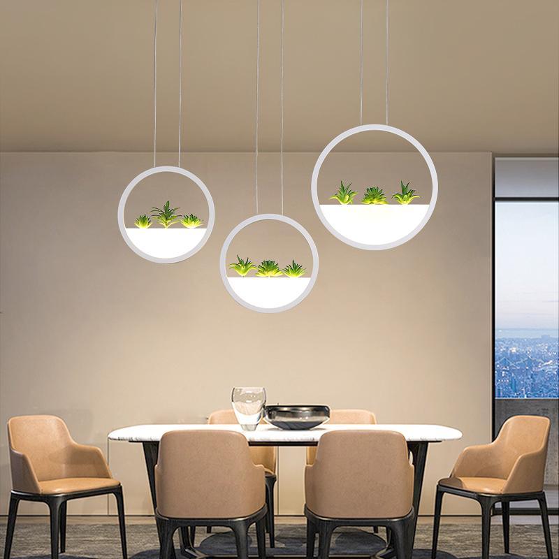 Round Planter LED Chandelier - White / 3 Rings (87 cm) / Warm White