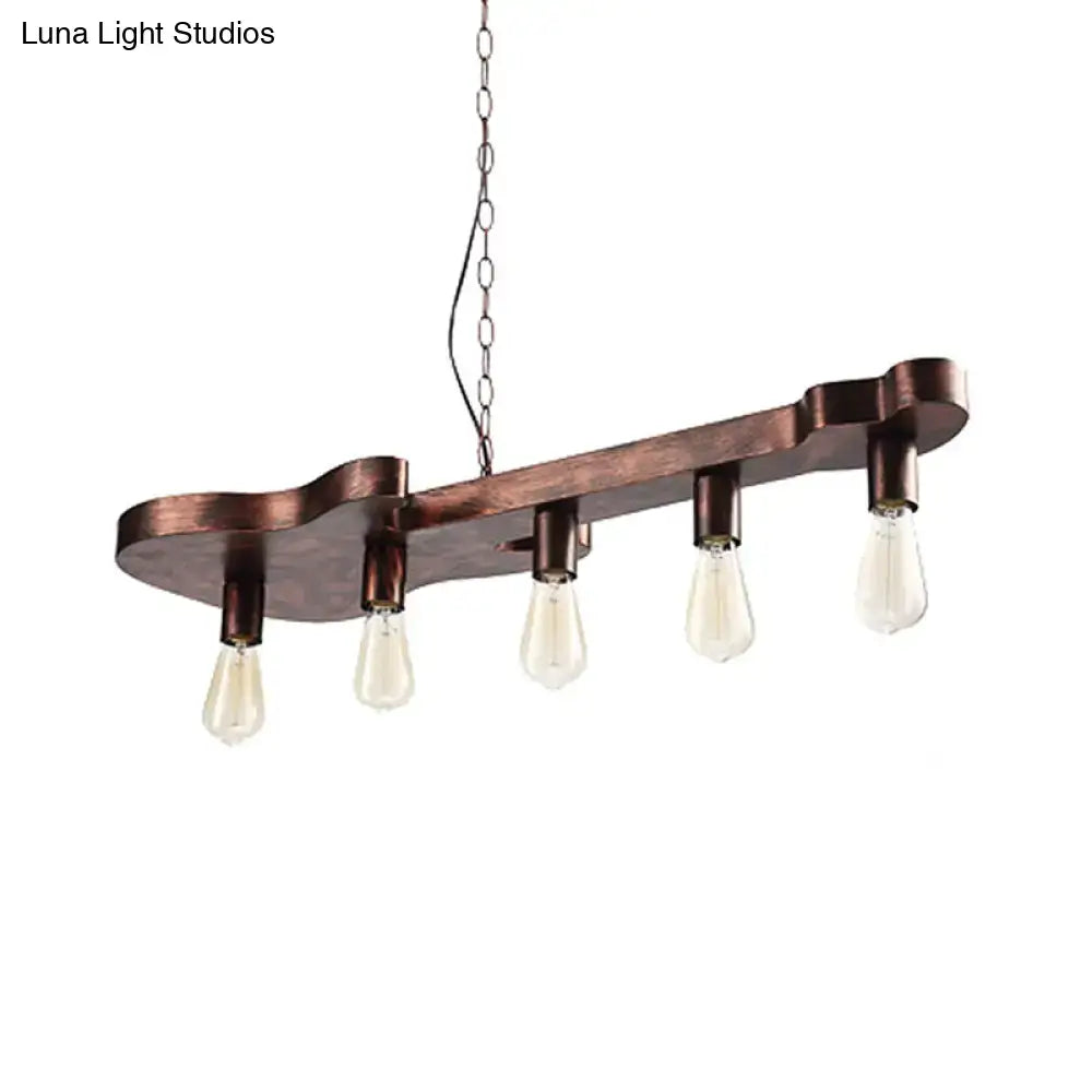 Bronze finished wooden decorbites rust finish pendant ceiling light with four exposed edison bulbs 220v-240v 110v-120v
