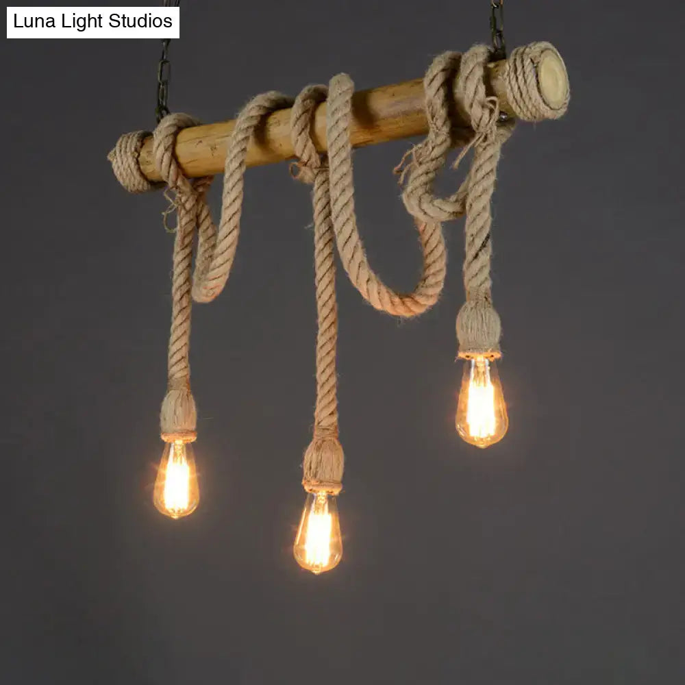 Decorbites rustic bamboo hanging lamp in brown with bare bulb e26 e27 220v-240v for dining room island light