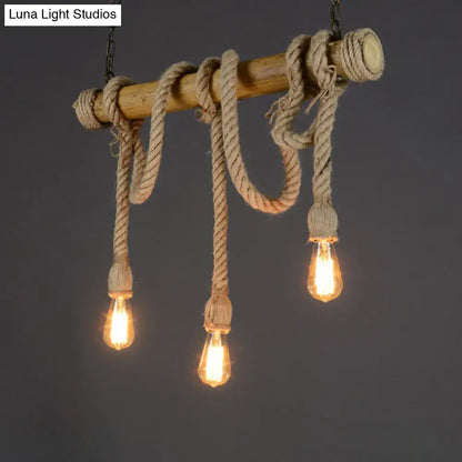 Decorbites rustic bamboo hanging lamp in brown with bare bulb e26 e27 220v-240v for dining room island light