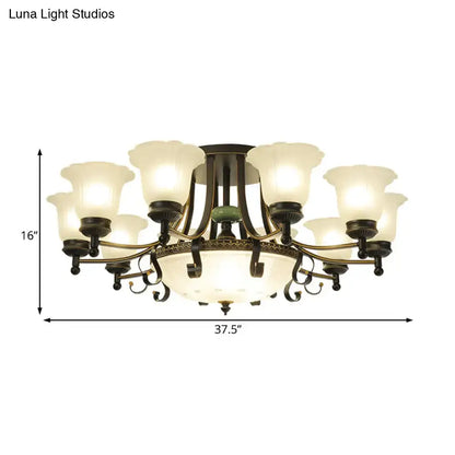 DecorBites rustic opal glass ceiling light fixture with antique brass and frosted glass for living room lighting