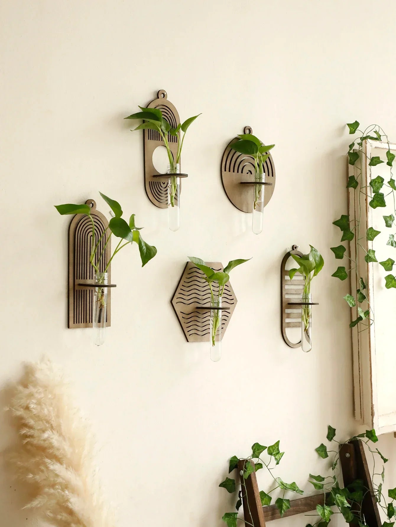 DecorBites™ Rustic Wood Wall Vase for Greenery