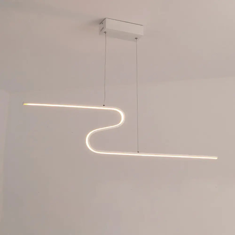 DecorBites™ s-shape island pendant metal ceiling lamp with sleek curved design and warm white light illumination