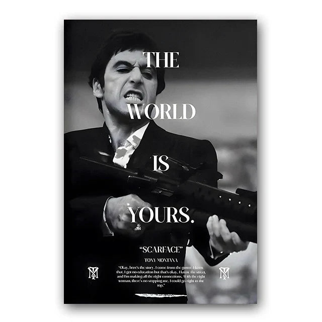 ’Scarface Tony Montana Canvas Wall Art Print’ - Burgundy / 20x30cm No Frame - Posters