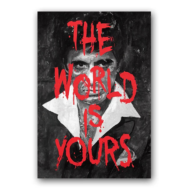 ’Scarface Tony Montana Canvas Wall Art Print’ - Red / 50x70cm No Frame - Posters