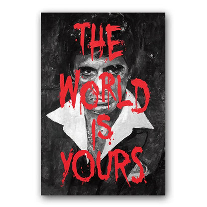 ’Scarface Tony Montana Canvas Wall Art Print’ - Red / 50x70cm No Frame - Posters