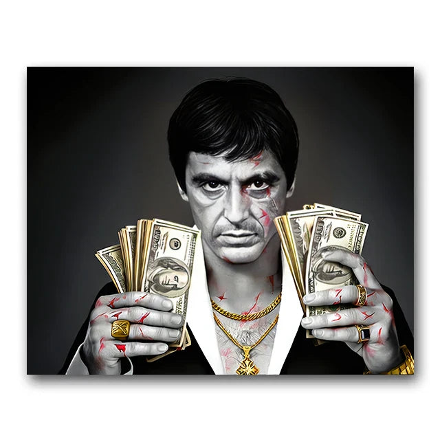 ’Scarface Tony Montana Canvas Wall Art Print’ - light yellow / 20x30cm No Frame - Posters