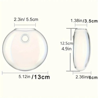 Decorbites™ self-watering glass terrarium set featuring clear glass hanging vases with round and oval shapes