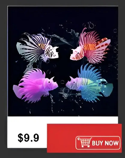 Colorful translucent betta fish figurines inside a decorbites™ shatterproof clear acrylic cylinder vase with flowing fins