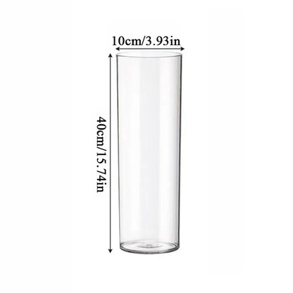 DecorBites™ shatterproof clear acrylic cylinder vase 40cm tall 10cm diameter transparent acrylic cylinder