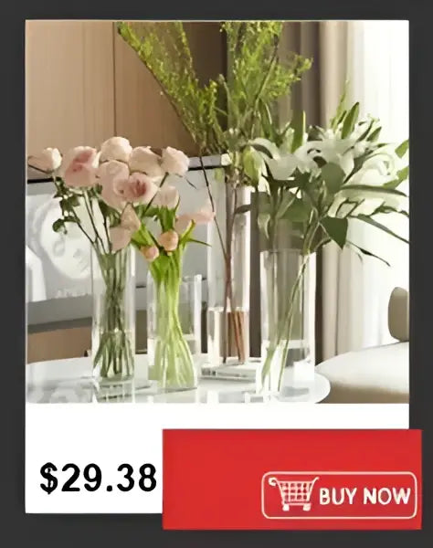 Decorbites shatterproof clear acrylic flower vase holding pink and white flowers in clear glass vases