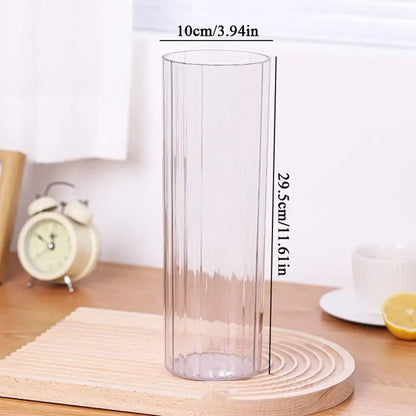 DecorBites™ shatterproof clear acrylic flower vase with tall cylindrical shape vertical ridges and flared base