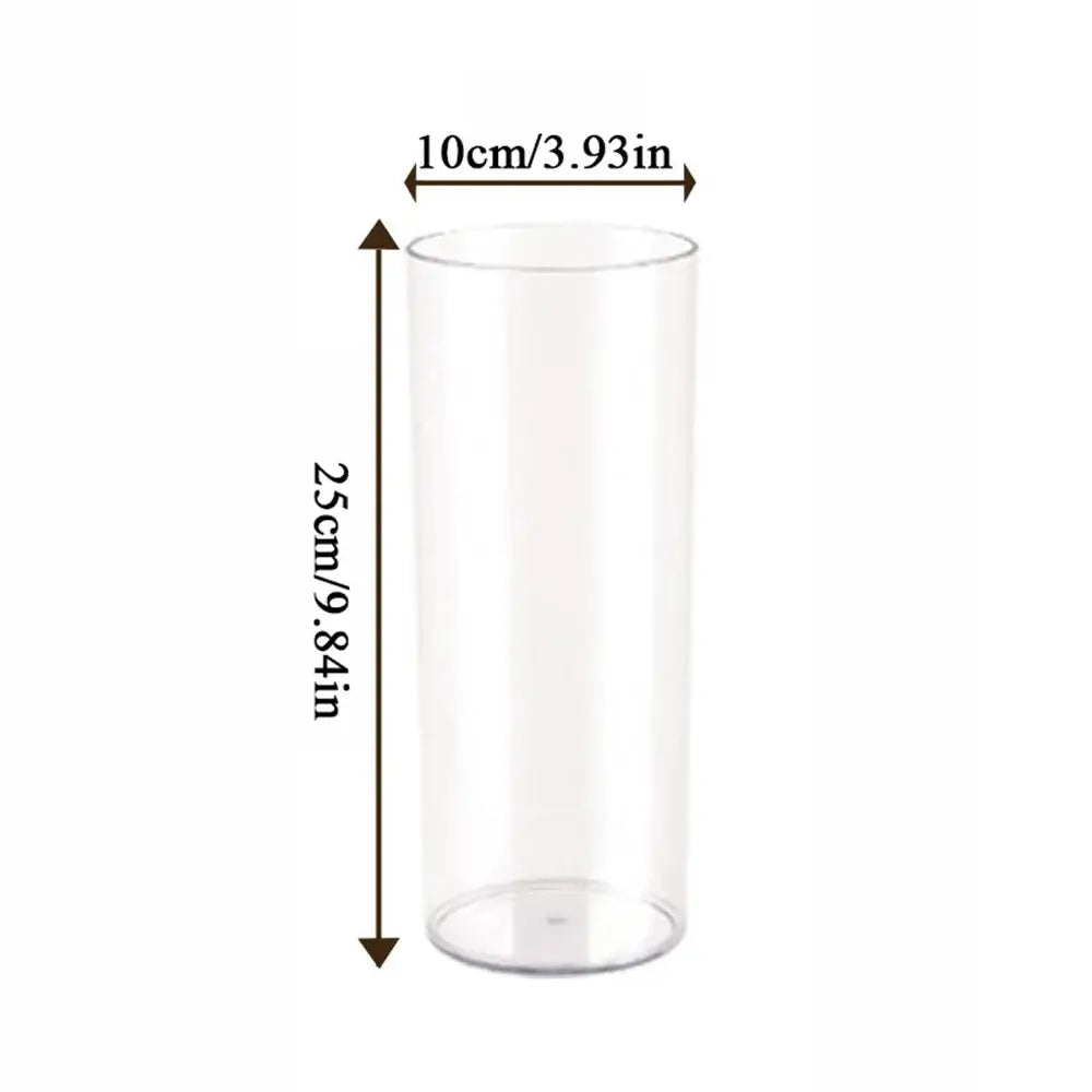 Decorbites™ shatterproof tall transparent acrylic flower vase clear cylindrical glass 10cm diameter 25cm tall