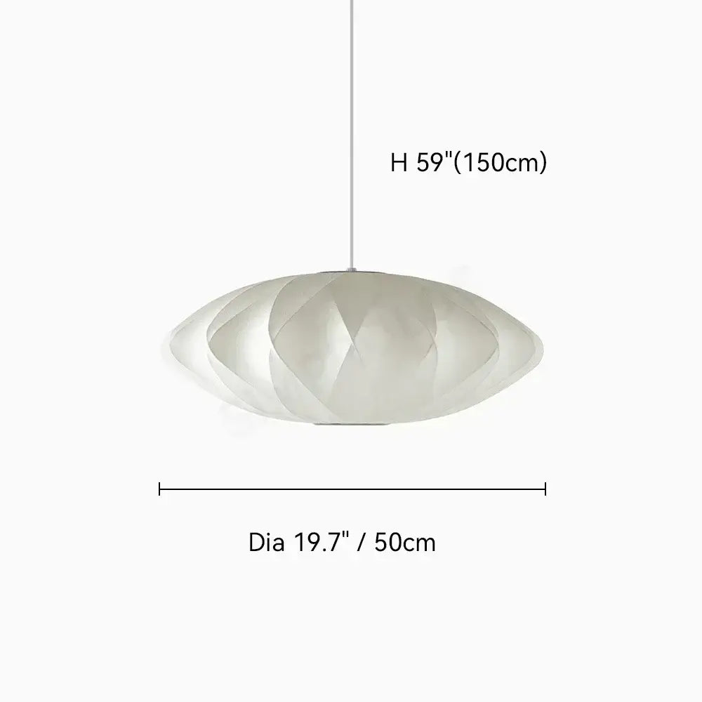 DecorBites Silk led pendant lamp in off-white with a modern oval design featuring layered geometric panels