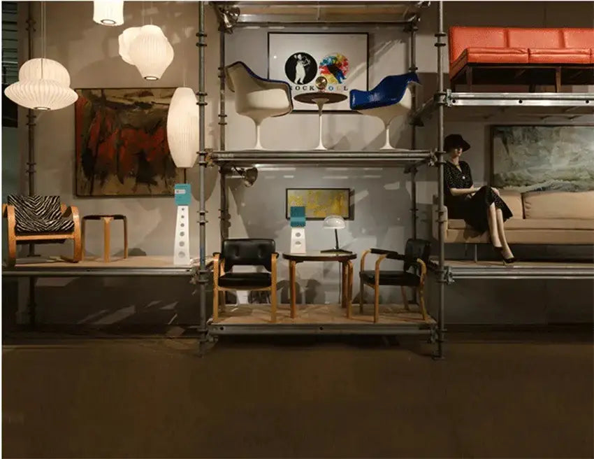 Orange upholstered sofa with sleek modern design paired with DecorBites™ silk led pendant lamp for stylish lighting