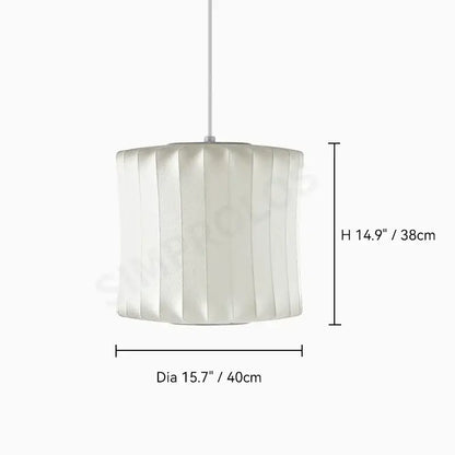 Decorbites™ silk led pendant lamp with white pleated fabric and cylindrical vertical ridges modern pendant lamp
