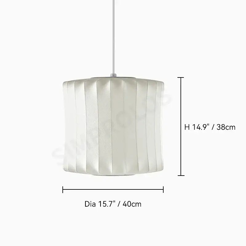 Decorbites™ silk led pendant lamp with white pleated fabric and cylindrical vertical ridges modern pendant lamp