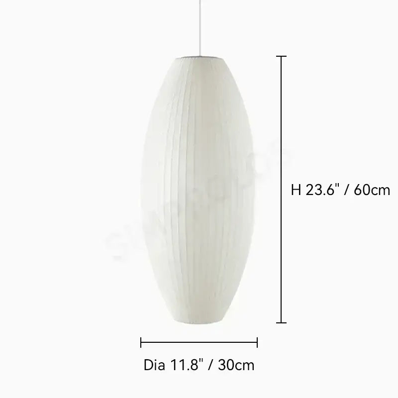 DecorBites™ silk led pendant lamp white elongated with ribbed texture and modern designer lighting style