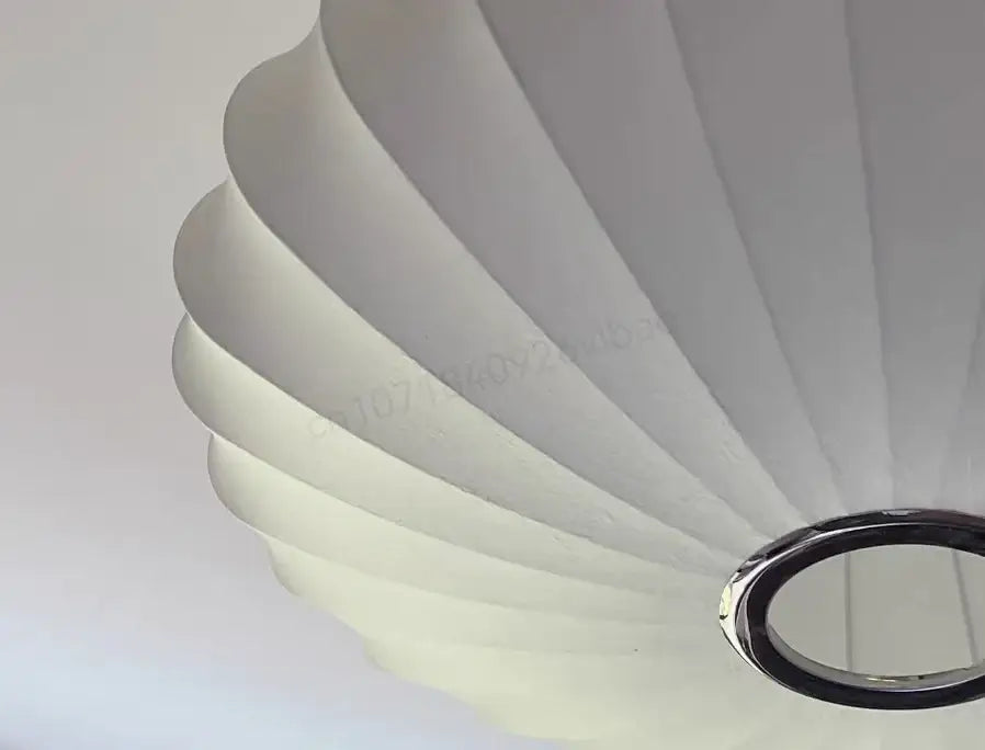 DecorBites™ silk led pendant lamp with white pleated fabric shade and sleek black metal ring base for modern lighting