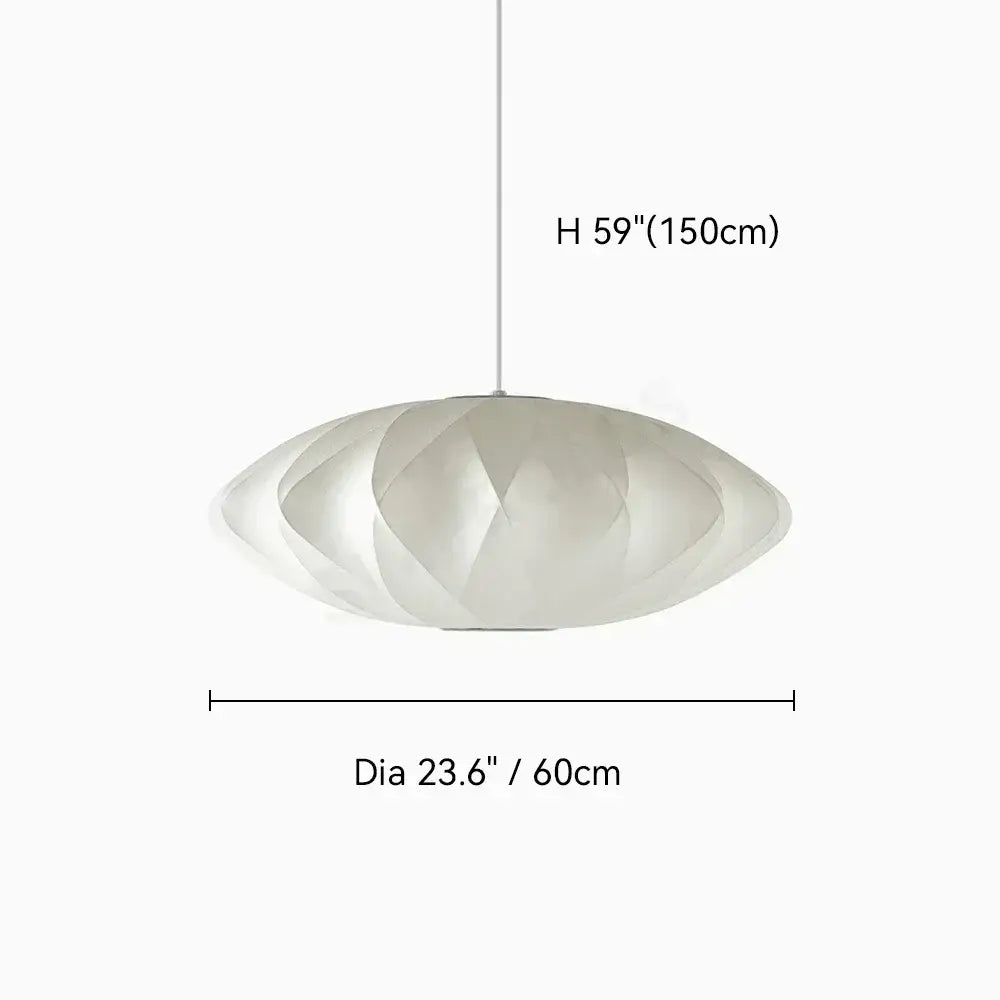 DecorBites™ silk led pendant lamp in white with a geometric faceted design and elongated oval shape for modern lighting