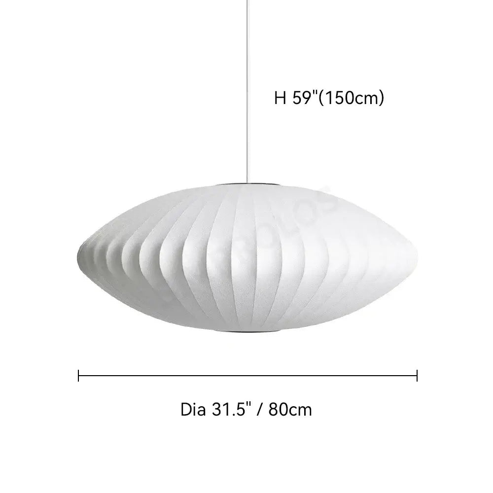 Decorbites™ silk led pendant lamp with white oval ribbed textured surface and sleek modern designer lighting