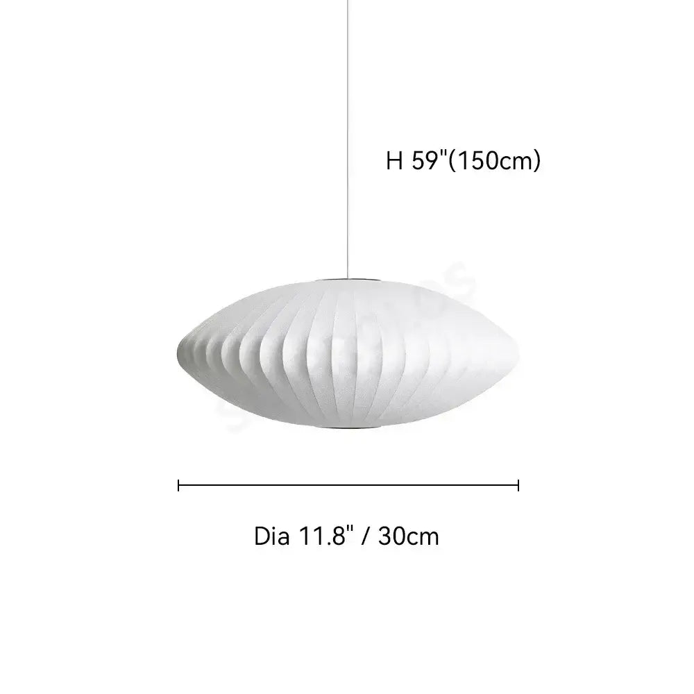 DecorBites™ silk led pendant lamp in white with oval ribbed fabric surface and modern designer lighting